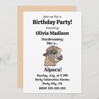Alpaca Llama Funny Birthday Party Invitation