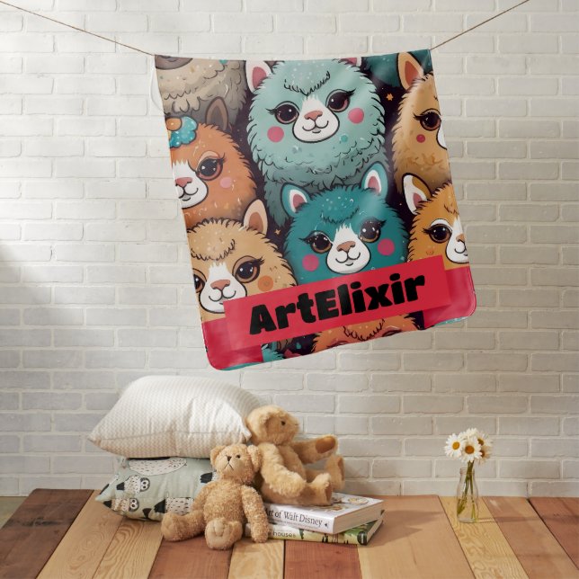 Alpaca LLama group pattern Baby Blanket (In Situ)