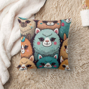 Alpaca LLama group pattern Throw Pillow