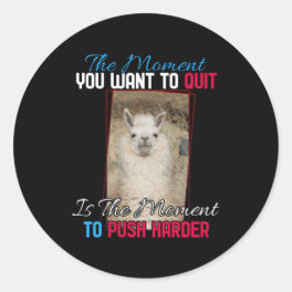 Alpaca Llama -  Push Harder Encouragement  Classic Round Sticker