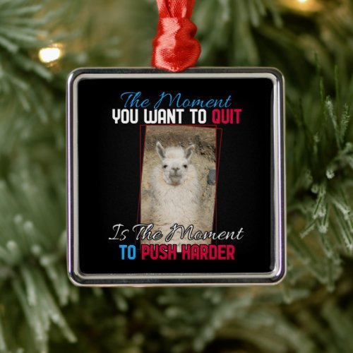 Alpaca Llama -  Push Harder Encouragement  Metal Ornament