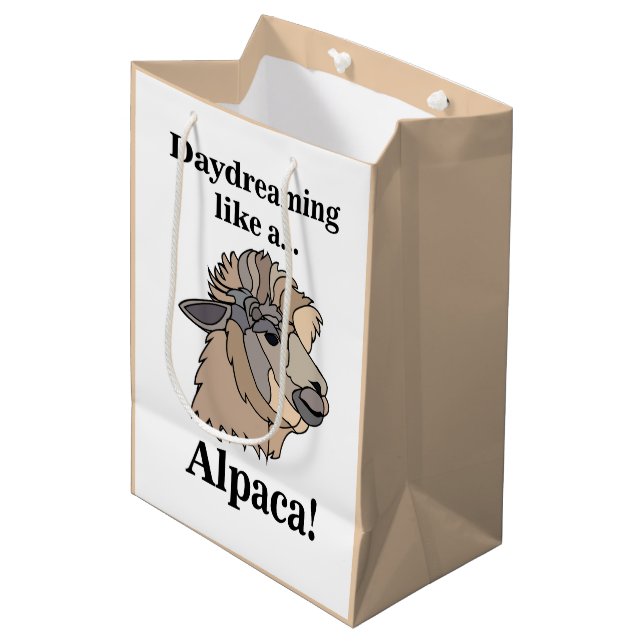 Alpaca Llama Trendy Funny Birthday Medium Gift Bag (Front Angled)