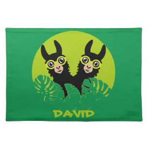 Alpaca llama Twins Birthday Cloth Placemat