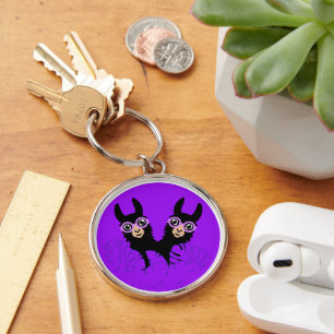Alpaca llama Twins Birthday Keychain