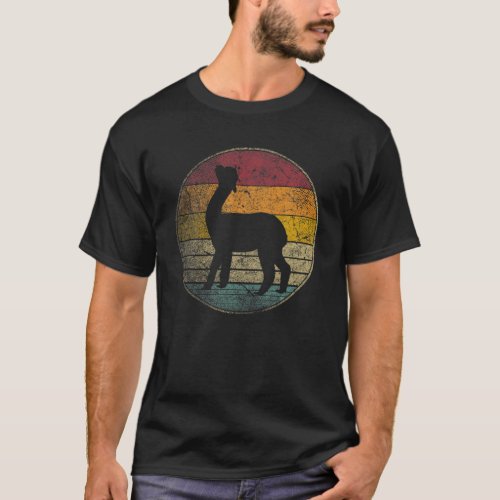 Alpaca Llama Vintage Distressed Retro Silhouette 7 T_Shirt