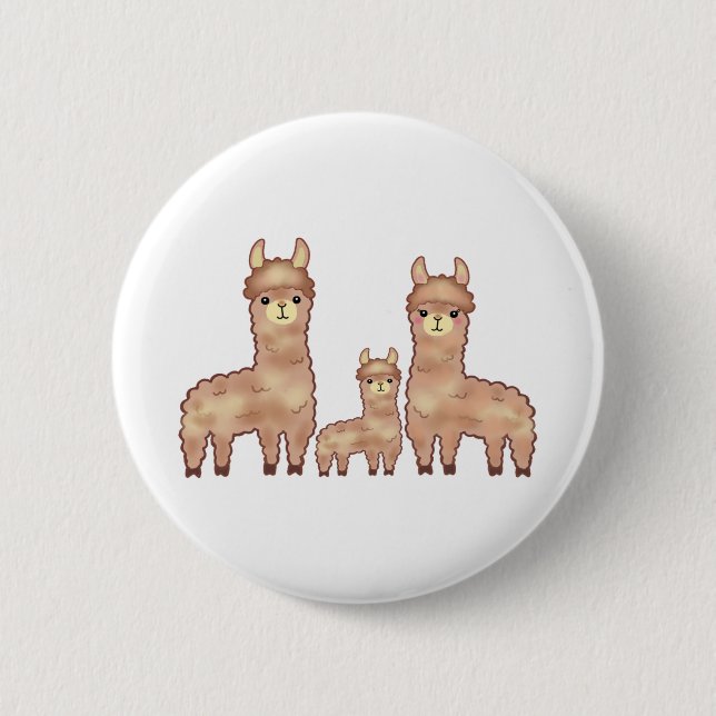 Alpaca love funny animal cartoon art button (Front)