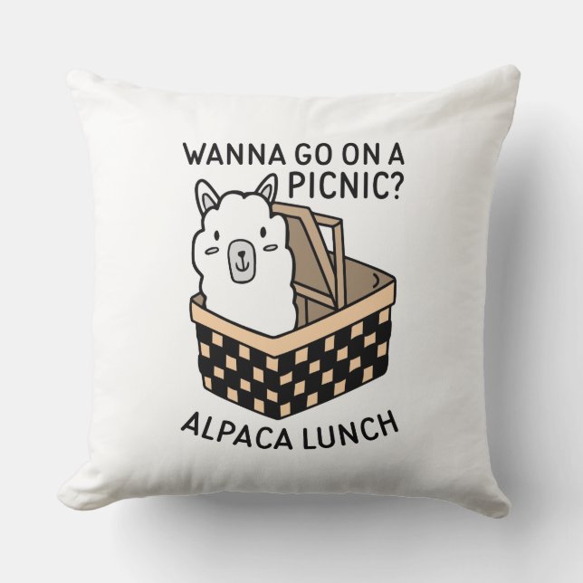 Alpaca Lunch Throw Pillow (Front)