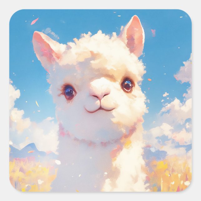 Alpaca Meadow Moments Square Sticker (Front)