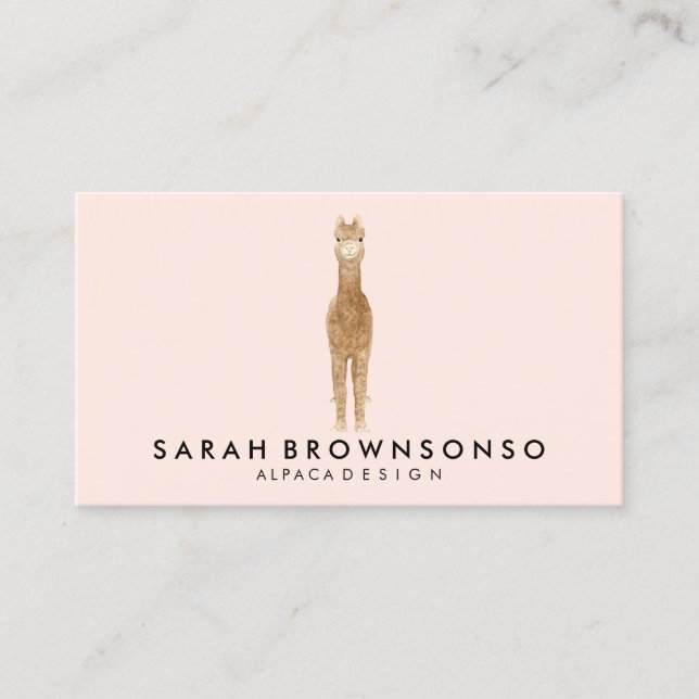 Alpaca Minimal Pink Llama Business Card (Front)