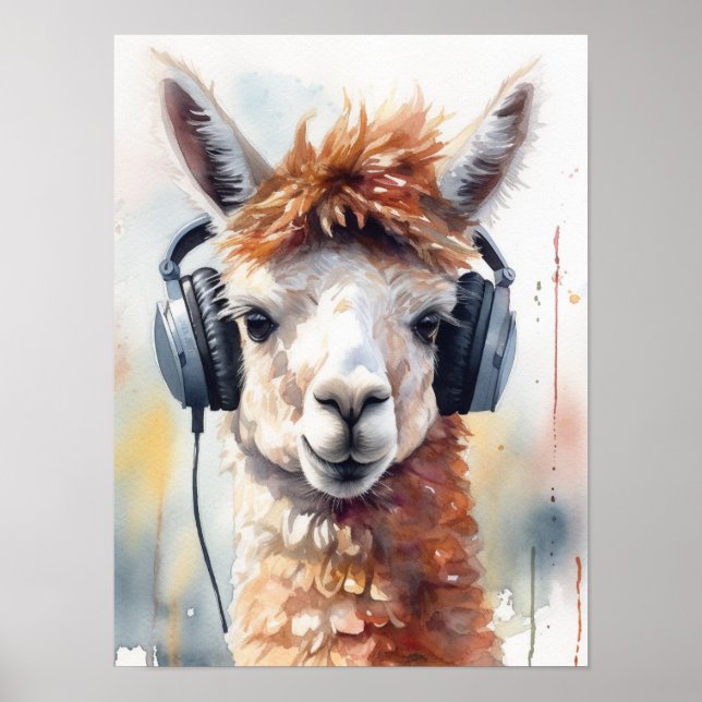Alpaca Music Factory Headphones Poster (Front)
