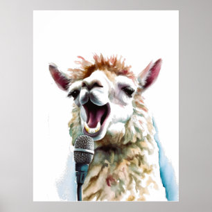 Alpaca Music Factory Singing Art Poster