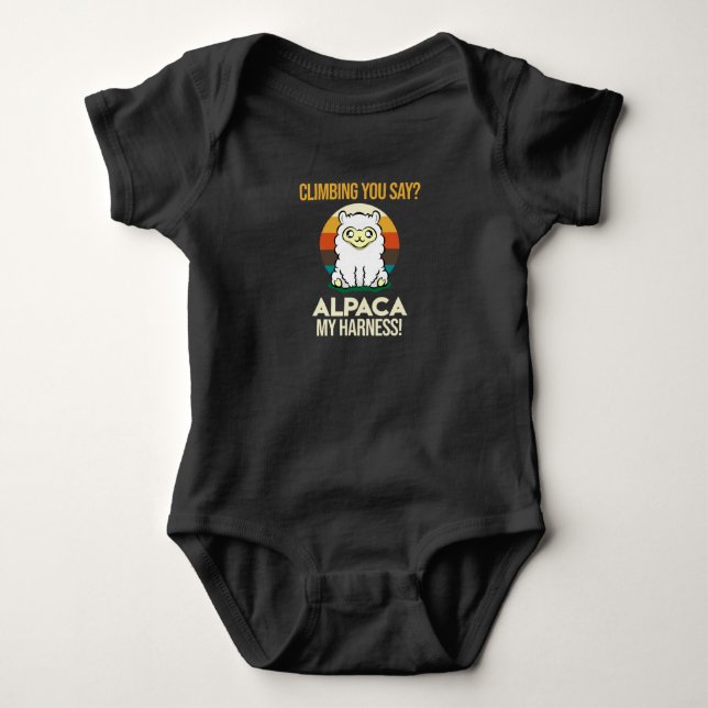 Alpaca My Harness Mountain Climber Rock Climbing G Baby Bodysuit (Front)