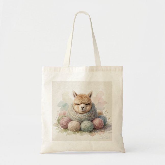 Alpaca Napping Wrapped In The Wool Yarn Pile Tote  Bag
