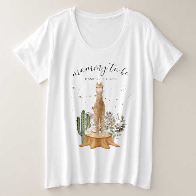 alpaca new mom dad Mommy to be Plus Size T-Shirt (Design Front)