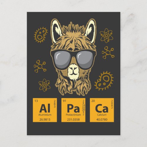 Alpaca Periodic Table Element Chemistry Postcard