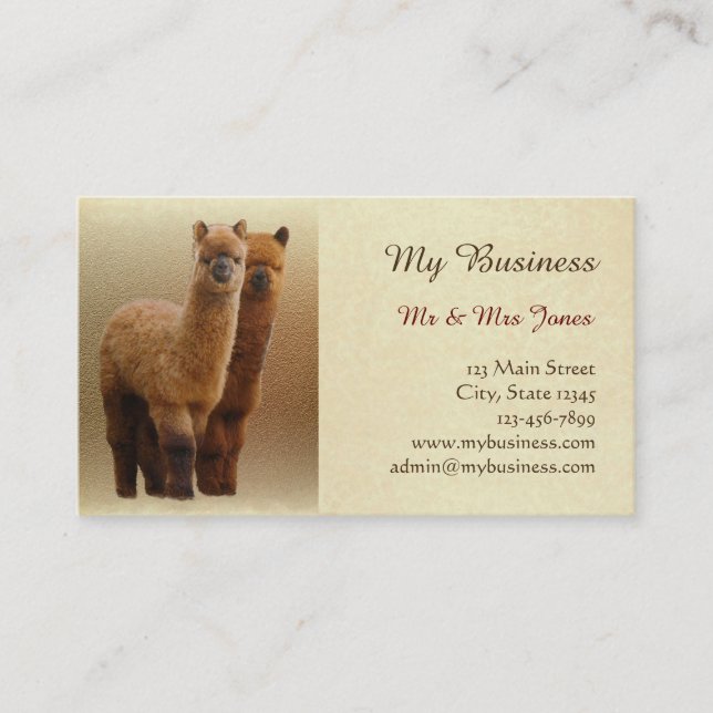Alpaca Pet Care Business Cards Double-Sided (Front)