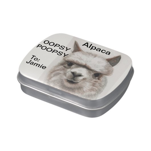 Alpaca POOP Jelly Bean Candy Tin Funny Gag Gift (Side)