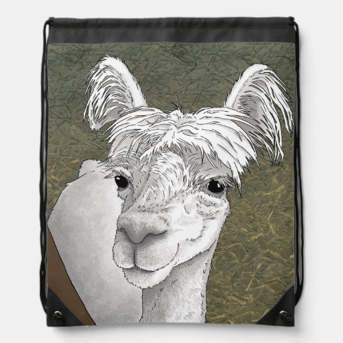 Alpaca Portrait 2 Drawstring Bag