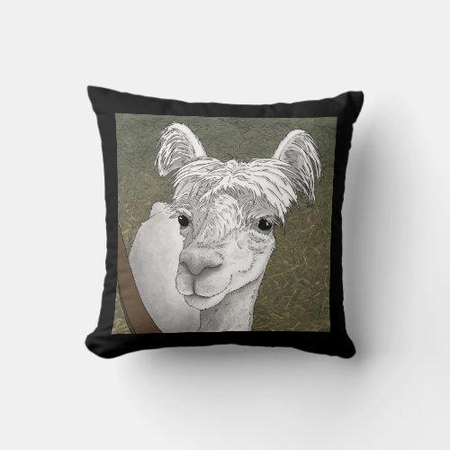 Alpaca Portrait 2 Throw Pillow