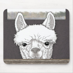 Alpaca Portrait Mouse Pad