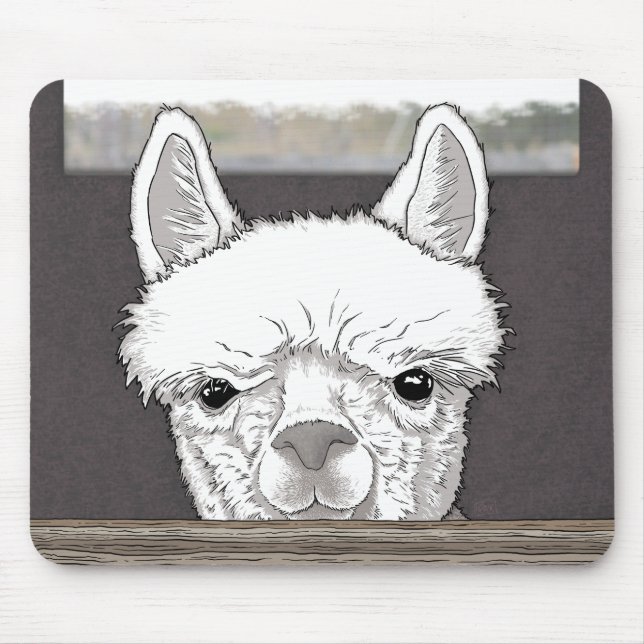 Alpaca Portrait Mouse Pad (Front)
