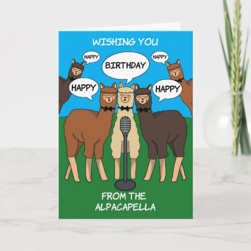 Alpaca Pun Alpacapella Happy Birthday Card