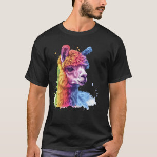 Alpaca Rainbow Colorful Vibrant Animal Art T-Shirt