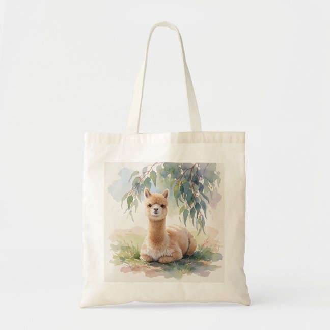 Alpaca Resting Under The Eucalyptus Shade Tote Bag