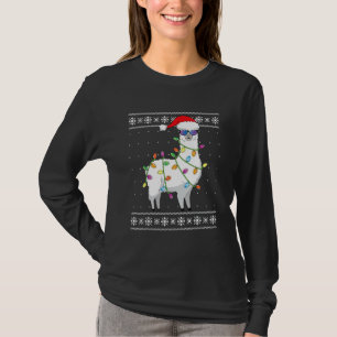 Alpaca Santa Lights Christmas Funny Ugly Christmas T-Shirt