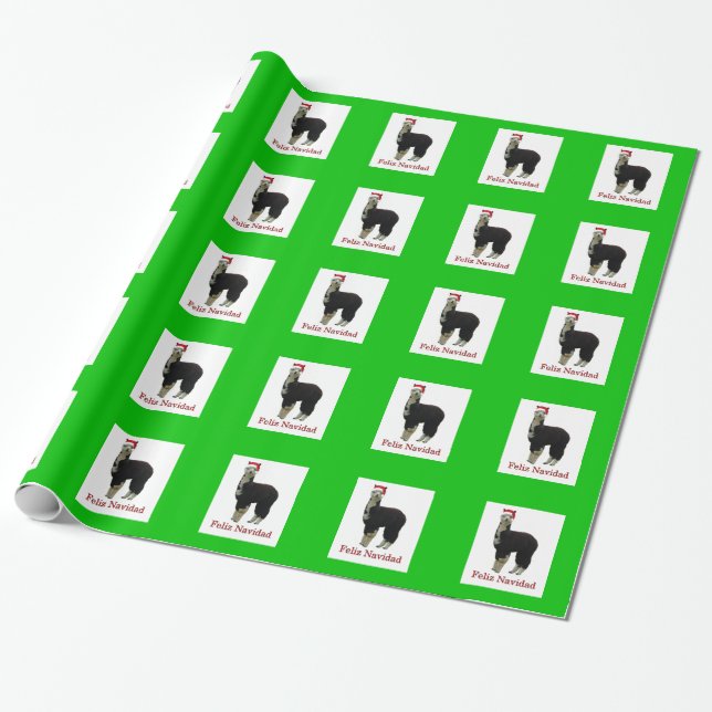 Alpaca Santa Wrapping Paper (Unrolled)