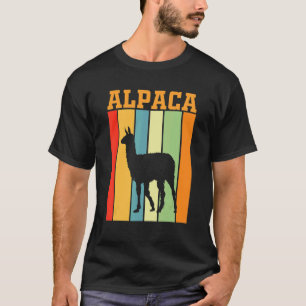 Alpaca Shadow Silhouette In Retro Colors T-Shirt