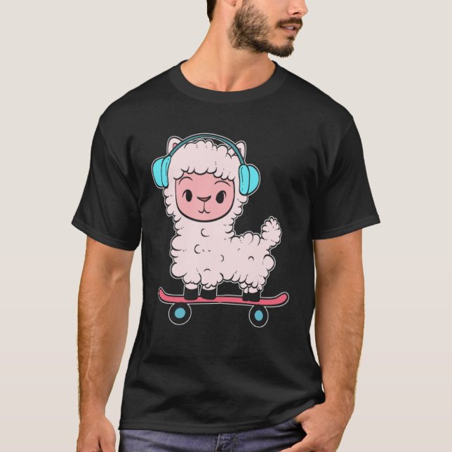 Alpaca Skateboard Skateboard Enthusiast T-Shirt (Front)