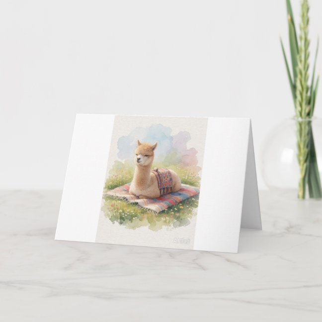 Alpaca Sleeping On The Andean Meadow Blanket Greet Card