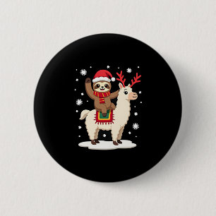 Alpaca Sloth Christmas (1) Button
