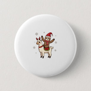 Alpaca Sloth Christmas (1) Button