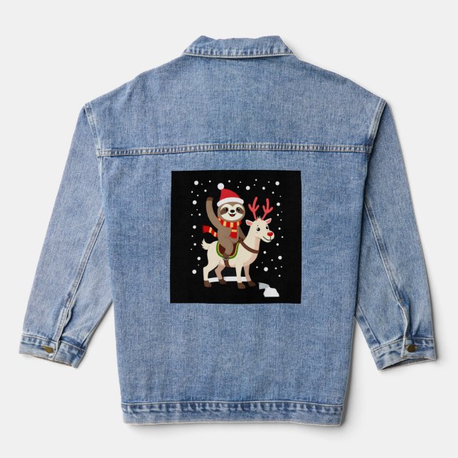 Alpaca Sloth Christmas (1) Denim Jacket (Back)