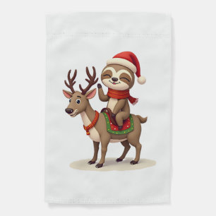 Alpaca Sloth Christmas (1) Garden Flag