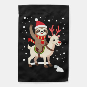 Alpaca Sloth Christmas (1) Garden Flag