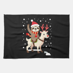 Alpaca Sloth Christmas (1) Kitchen Towel