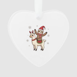 Alpaca Sloth Christmas (1) Ornament