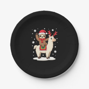 Alpaca Sloth Christmas (1) Paper Plates