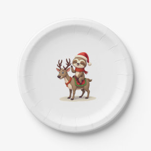 Alpaca Sloth Christmas (1) Paper Plates