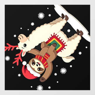 Alpaca Sloth Christmas (1) Wall Decal