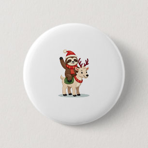 Alpaca Sloth Christmas (2) Button