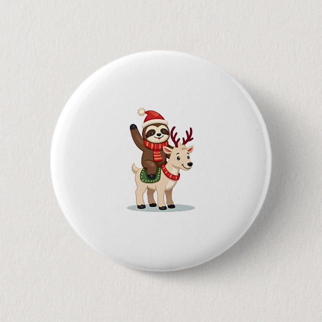 Alpaca Sloth Christmas (2) Button (Front)
