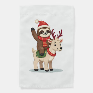 Alpaca Sloth Christmas (2) Garden Flag
