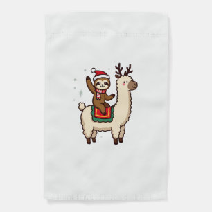Alpaca Sloth Christmas (2) Garden Flag