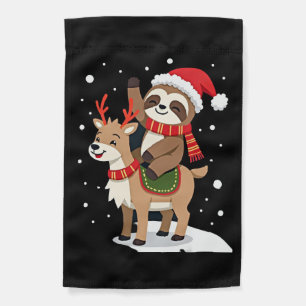 Alpaca Sloth Christmas (2) Garden Flag