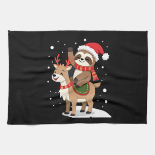 Alpaca Sloth Christmas (2) Kitchen Towel
