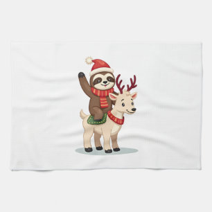 Alpaca Sloth Christmas (2) Kitchen Towel